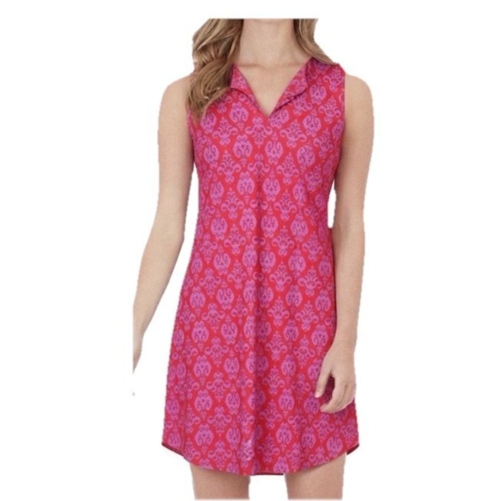Jude Connally Pink Allison Mosaic Sleeveless Stretch Shift Dress Size‎ SMALL